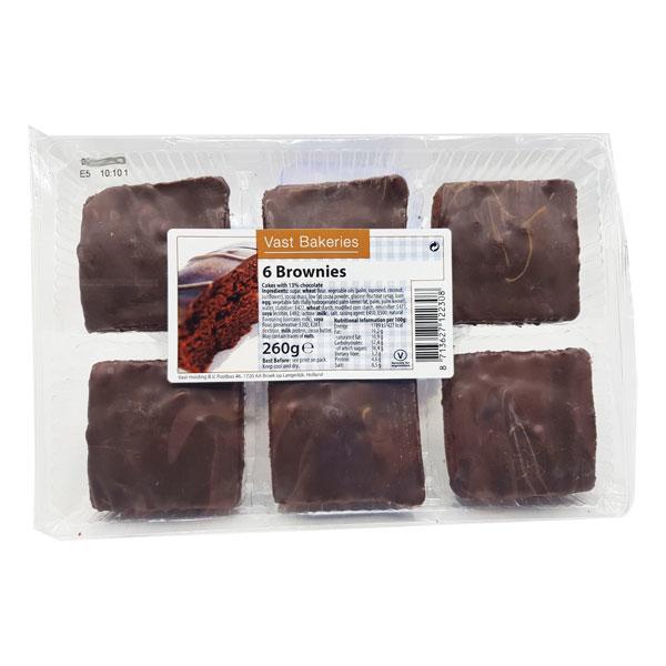 Vast Bakeries 6 Brownies 260g (Feb - July 23) RRP £1.89 CLEARANCE XL 89p or 2 for £1.50